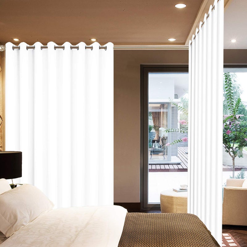 Yakamok Pure White Curtain for Living Room Sliding Glass Door Vertical Blind for Room Darkening Extra Wide Window Drapes Grommet Top Room Divider Panel for Bedroom/Patio 1 PC 100 x 96 Inch - Image 2